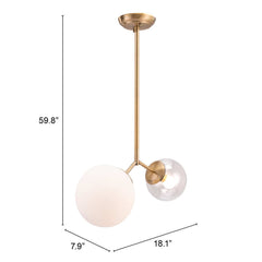 Gold Shaded Two Light Metal Dimmable Ceiling Light With White Shades - Homeroots