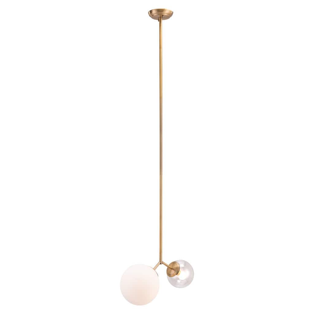 Gold Shaded Two Light Metal Dimmable Ceiling Light With White Shades - Homeroots