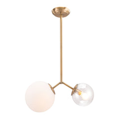 Gold Shaded Two Light Metal Dimmable Ceiling Light With White Shades - Homeroots