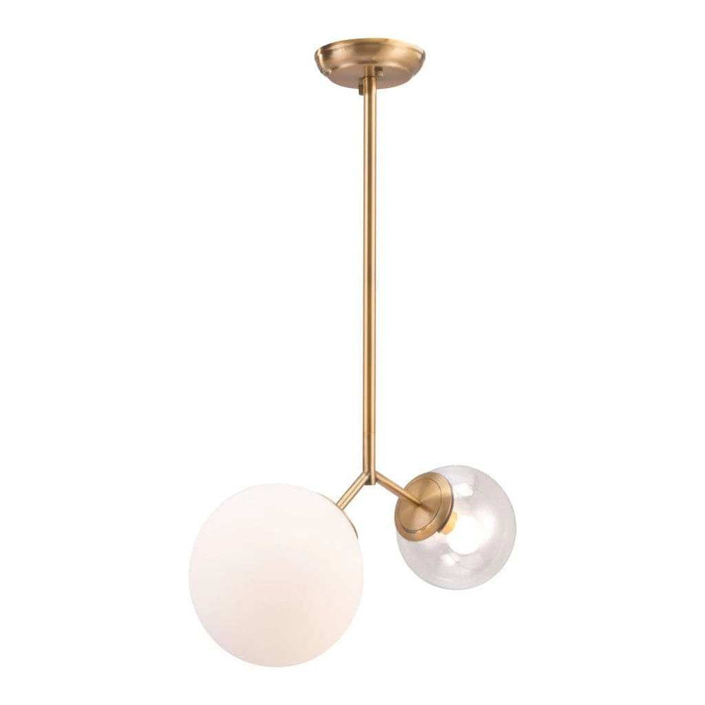 Gold Shaded Two Light Metal Dimmable Ceiling Light With White Shades - Homeroots - Flyclothing LLC