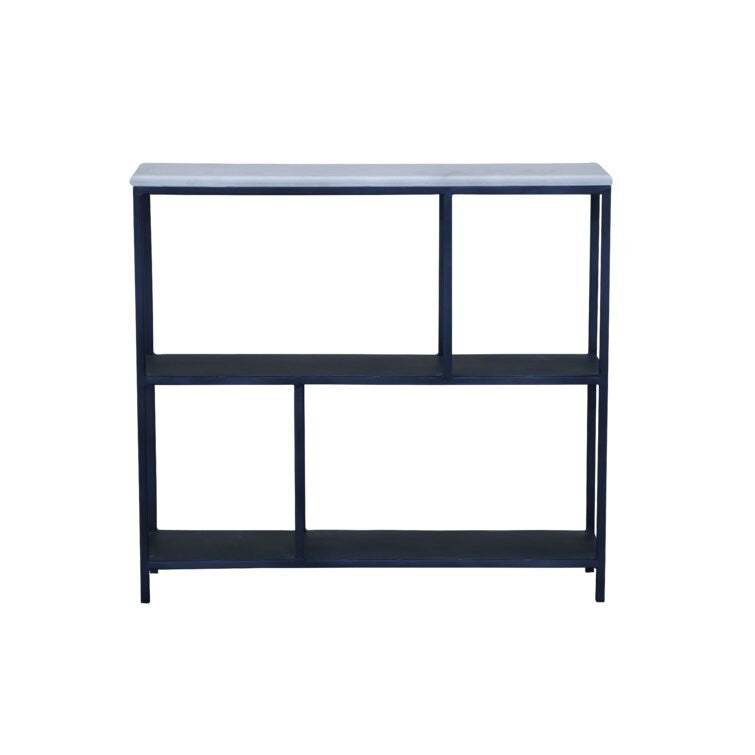 30" Black and White Iron Three Tier Geometric Bookcase - Homeroots - Flyclothing LLC