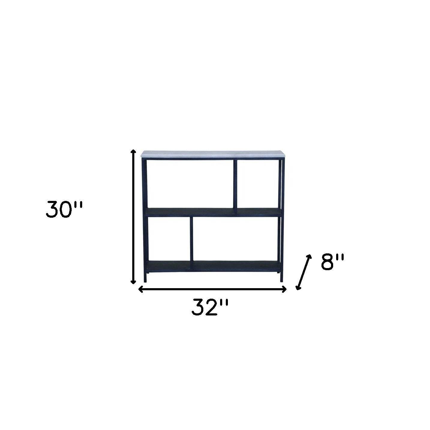 30" Black and White Iron Three Tier Geometric Bookcase - Homeroots - Flyclothing LLC