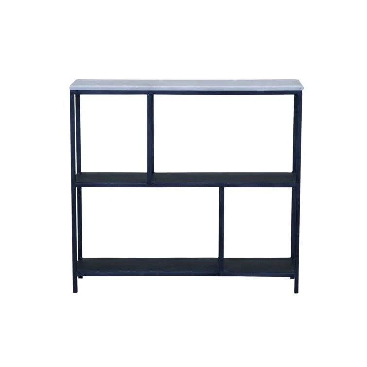 30" Black and White Iron Three Tier Geometric Bookcase - Homeroots