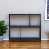 30" Black and White Iron Three Tier Geometric Bookcase - Homeroots - Flyclothing LLC