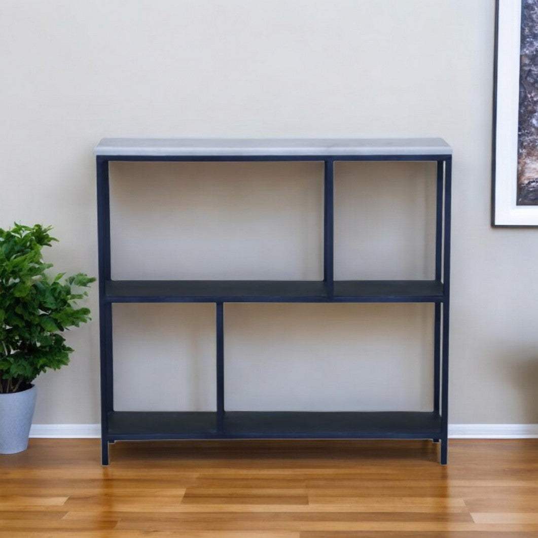 30" Black and White Iron Three Tier Geometric Bookcase - Homeroots - Flyclothing LLC