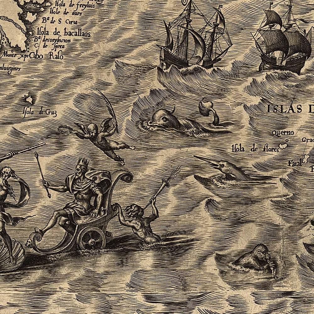 Vintage 1562 Map Of Early Americas Unframed Print Wall Art - Homeroots - Flyclothing LLC