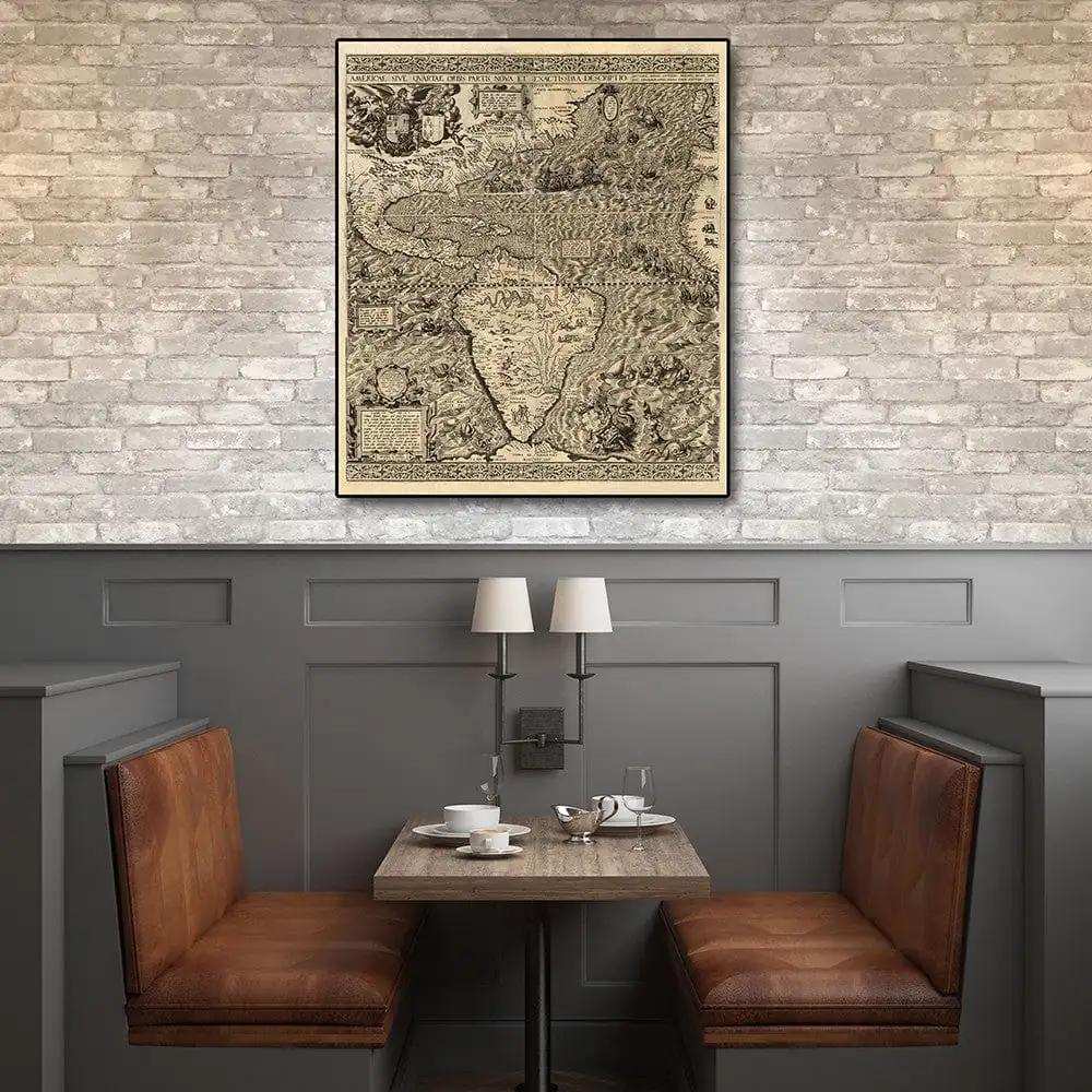 Vintage 1562 Map Of Early Americas Unframed Print Wall Art - Homeroots - Flyclothing LLC
