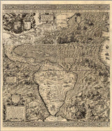 Vintage 1562 Map Of Early Americas Unframed Print Wall Art - Homeroots - Flyclothing LLC