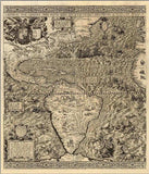 Vintage 1562 Map Of Early Americas Unframed Print Wall Art - Homeroots