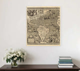 Vintage 1562 Map Of Early Americas Unframed Print Wall Art - Homeroots