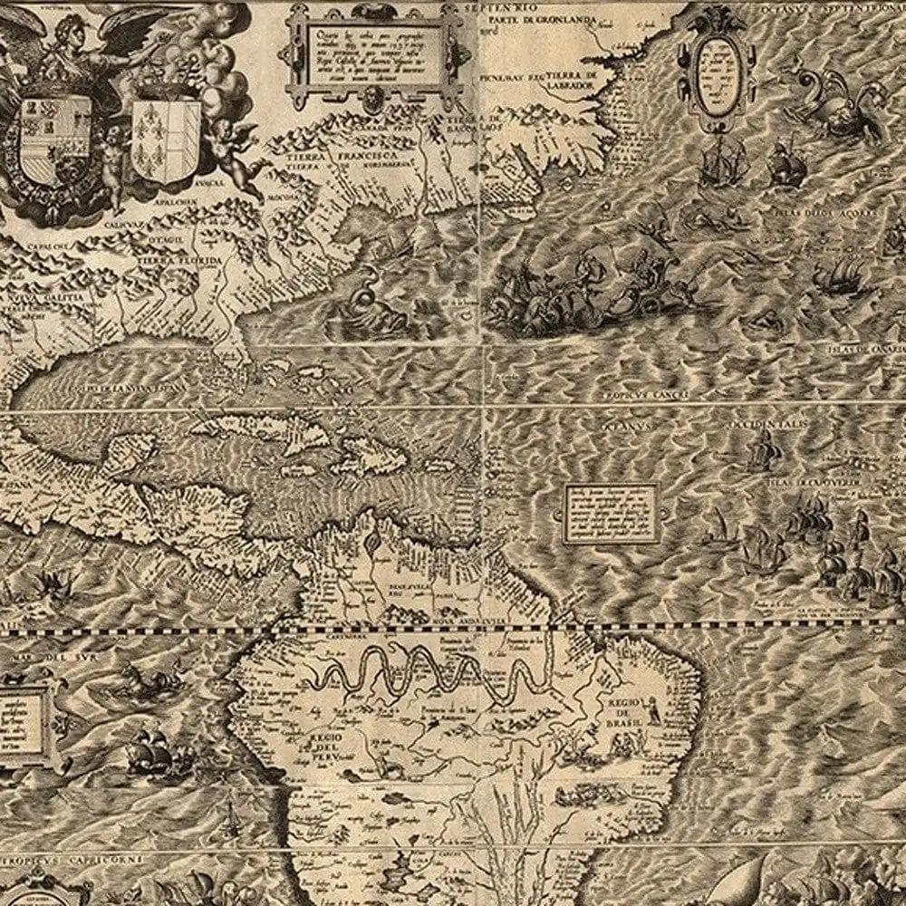 20" X 24" Vintage 1562 Map Of Early Americas Wall Art - Homeroots - Flyclothing LLC