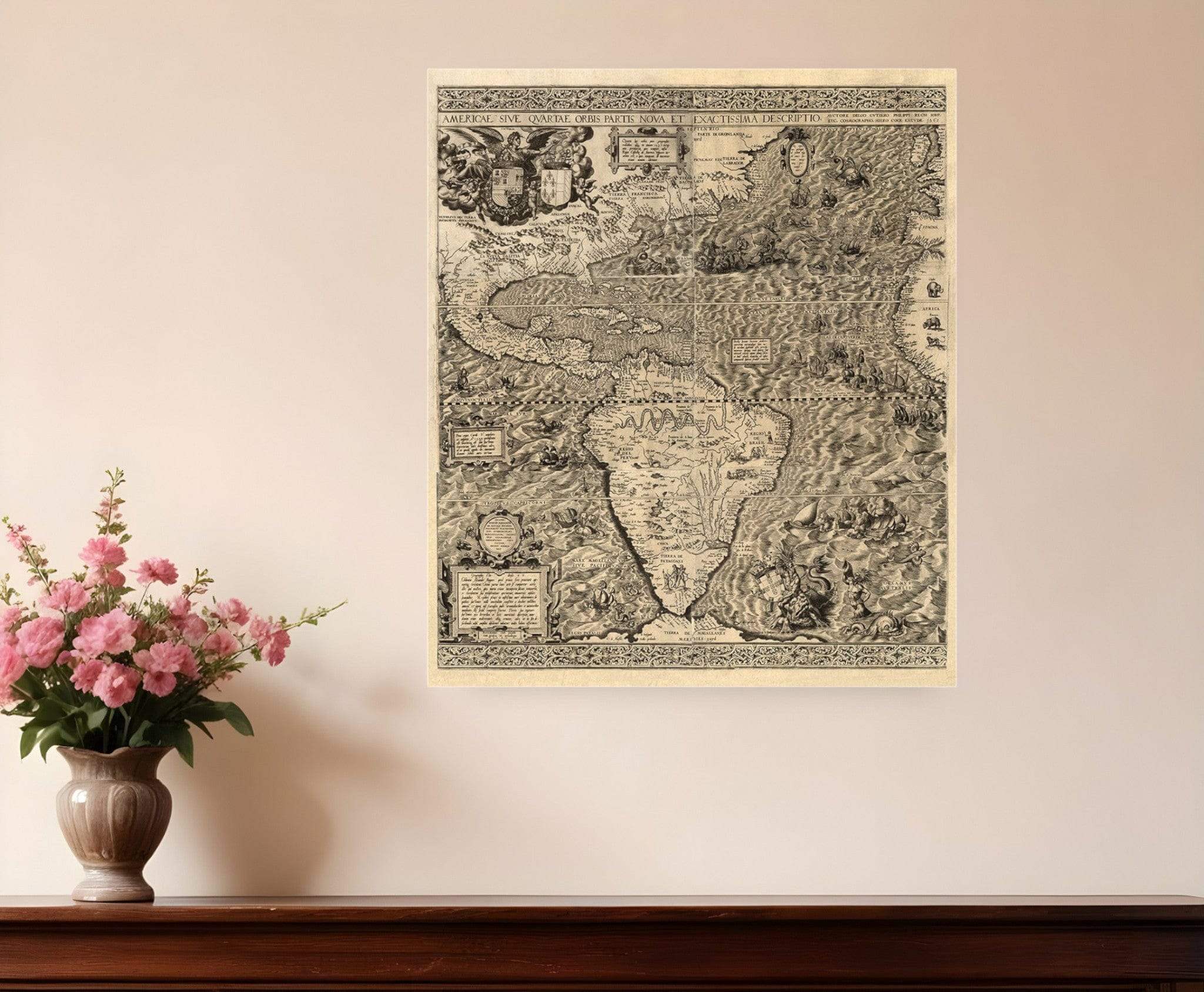 20" X 24" Vintage 1562 Map Of Early Americas Wall Art - Homeroots - Flyclothing LLC