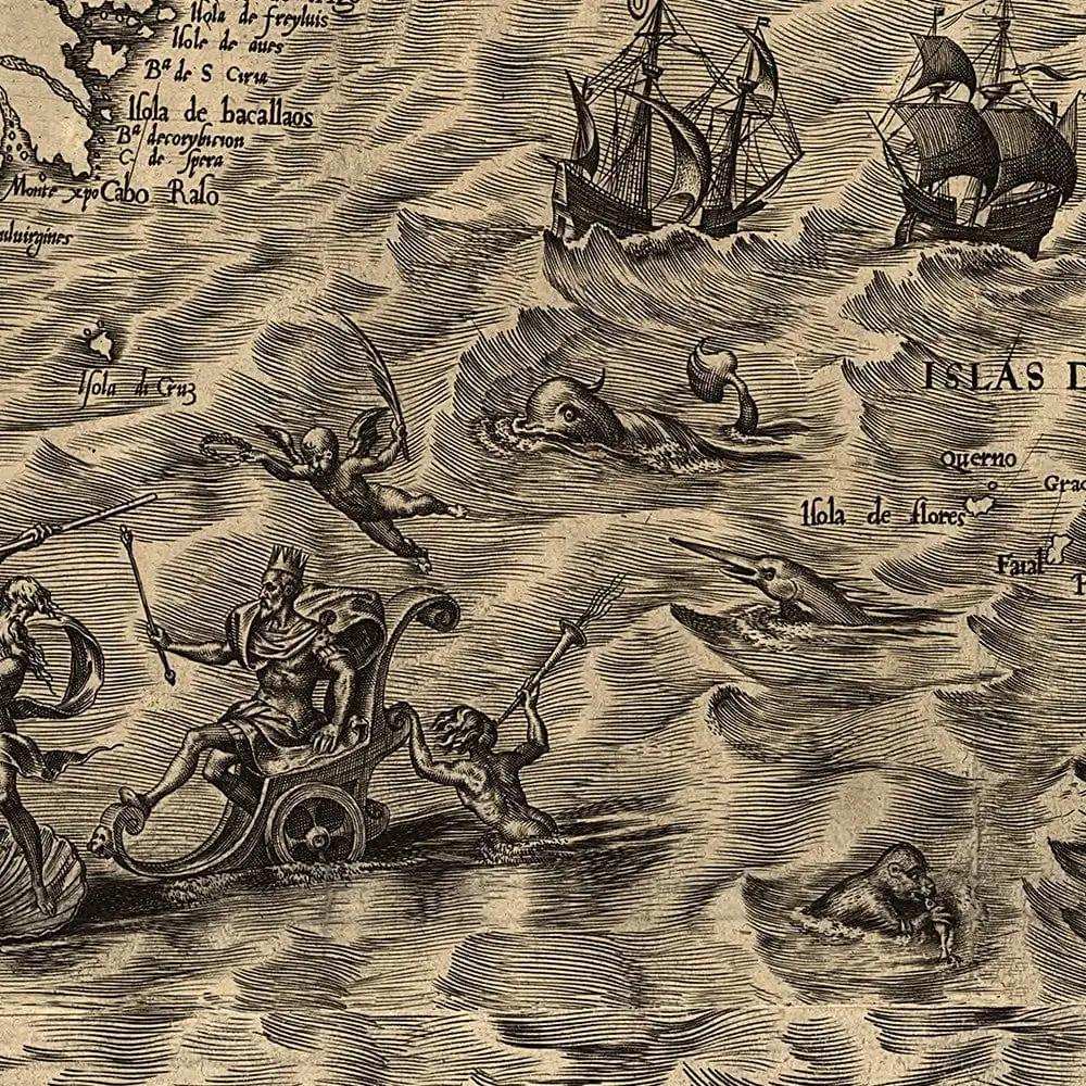 Vintage 1598 Map Of The Americas Unframed Print Wall Art - Homeroots - Flyclothing LLC