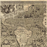 Vintage 1598 Map Of The Americas Unframed Print Wall Art - Homeroots