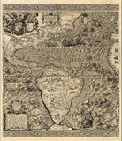 Vintage 1598 Map Of The Americas Unframed Print Wall Art - Homeroots