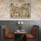 Vintage 1598 Map Of The Americas Unframed Print Wall Art - Homeroots