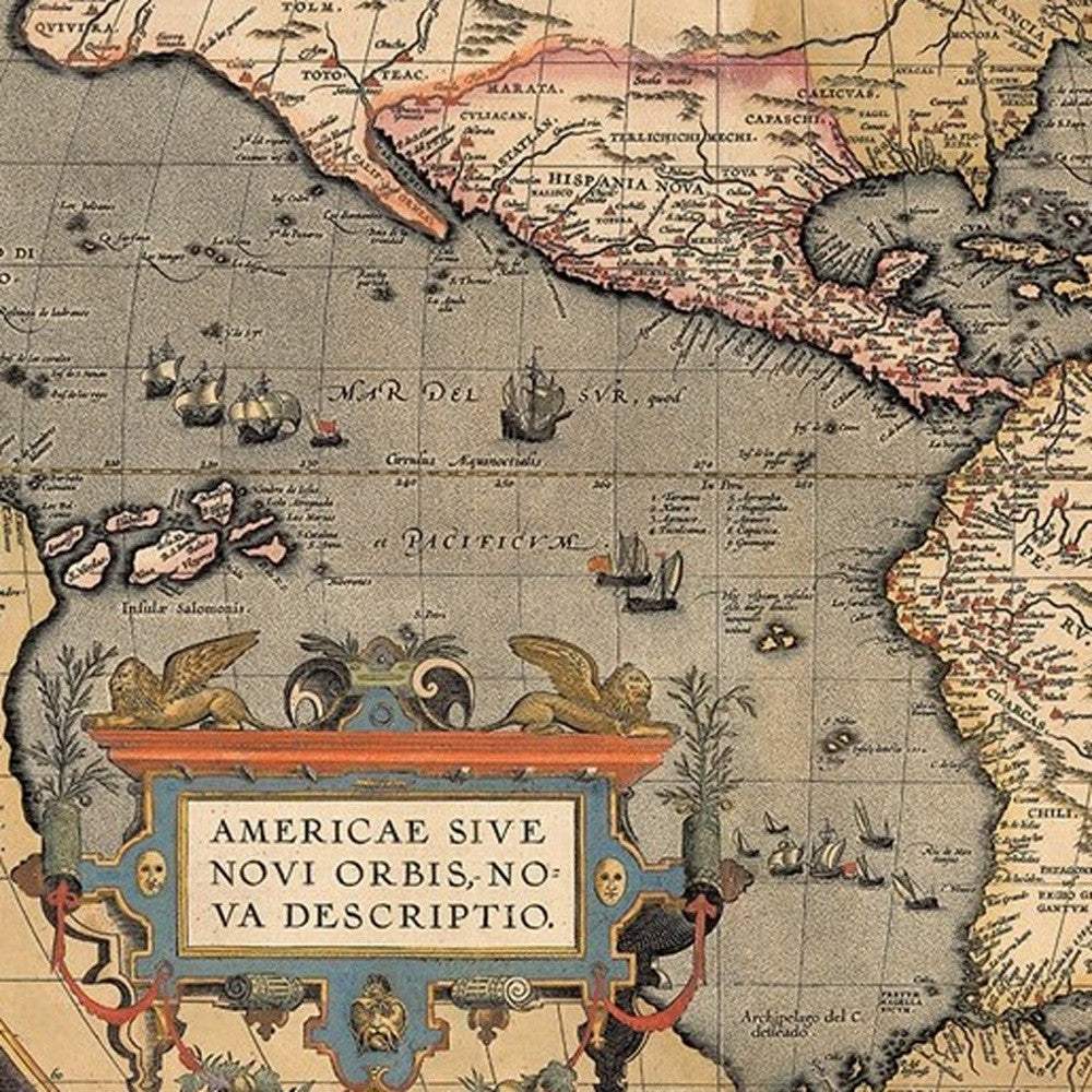 20" X 28" Vintage 1598 Map Of The Americas Wall Art - Homeroots - Flyclothing LLC