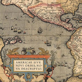 20" X 28" Vintage 1598 Map Of The Americas Wall Art - Homeroots