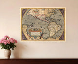 20" X 28" Vintage 1598 Map Of The Americas Wall Art - Homeroots