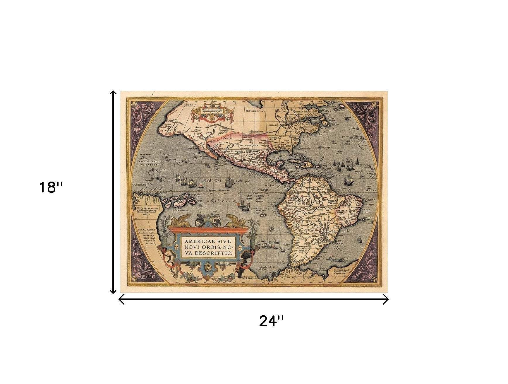 Vintage 1718 Map Of New France Unframed Print Wall Art - Homeroots - Flyclothing LLC