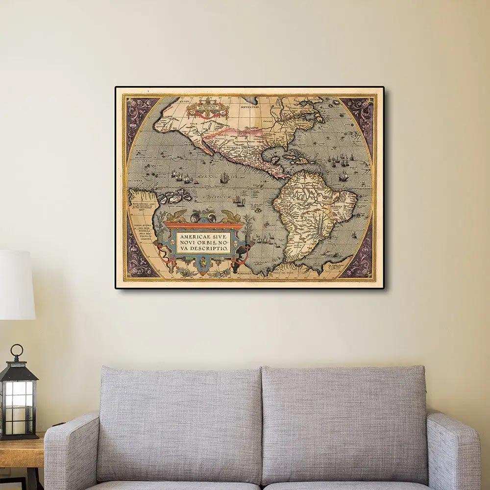 Vintage 1718 Map Of New France Unframed Print Wall Art - Homeroots - Flyclothing LLC