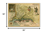 24" X 32" Map Of Virginia C1627 Vintage Poster Wall Art - Homeroots - Flyclothing LLC