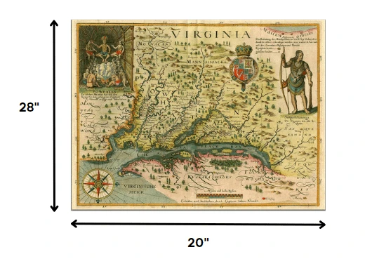 20" X 28" Map Of Virginia C1627 Vintage Poster Wall Art - Homeroots - Flyclothing LLC
