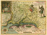20" X 28" Map Of Virginia C1627 Vintage  Poster Wall Art - Homeroots