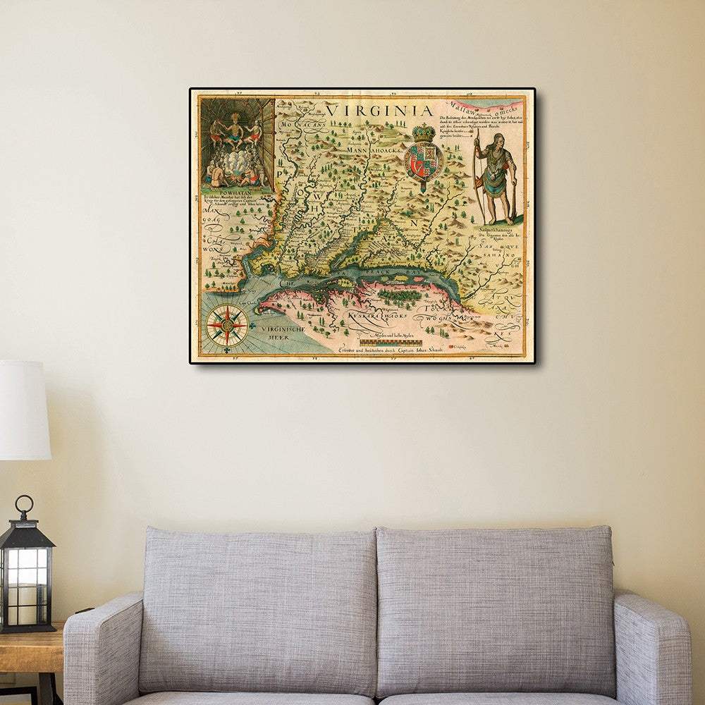 18" X 24" Map Of Virginia C1627 Vintage Poster Wall Art - Homeroots - Flyclothing LLC