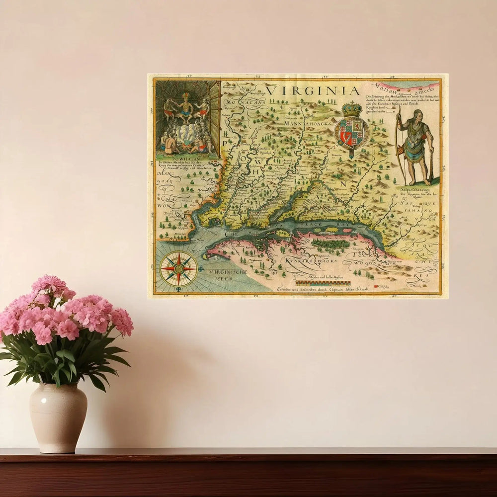 18" X 24" Map Of Virginia C1627 Vintage  Poster Wall Art - Homeroots