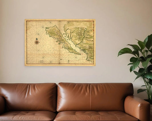24" X 36" California As An Island C1650 Vintage Map Wall Art - Homeroots