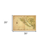 20" X 30" California As An Island C1650 Vintage Map Wall Art - Homeroots