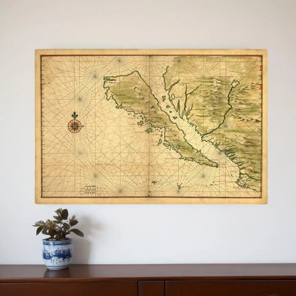 20" X 30" California As An Island C1650 Vintage Map Wall Art - Homeroots