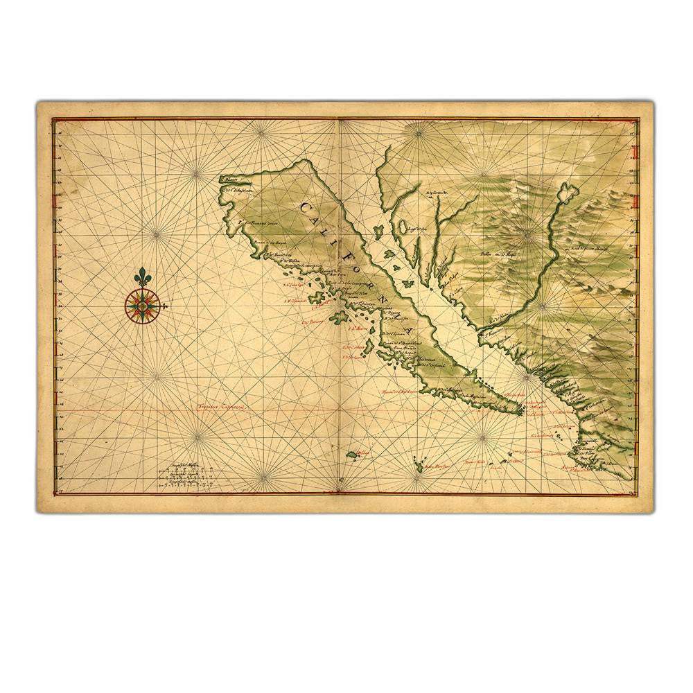 16" X 24" California As An Island C1650 Vintage Map Wall Art - Homeroots - Flyclothing LLC
