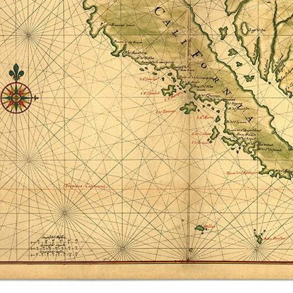 16" X 24" California As An Island C1650 Vintage Map Wall Art - Homeroots - Flyclothing LLC