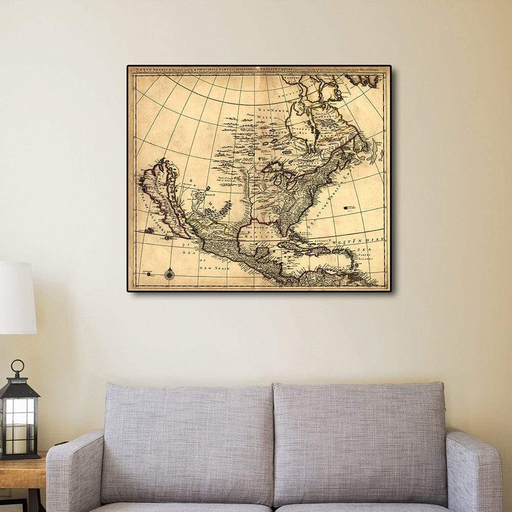 24" X 28" Map Of North America C1685 Vintage Poster Wall Art - Homeroots - Flyclothing LLC