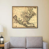 24" X 28" Map Of North America C1685 Vintage  Poster Wall Art - Homeroots