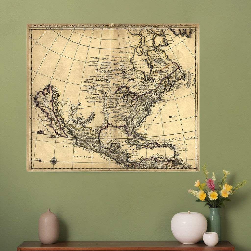 24" X 28" Map Of North America C1685 Vintage Poster Wall Art - Homeroots - Flyclothing LLC