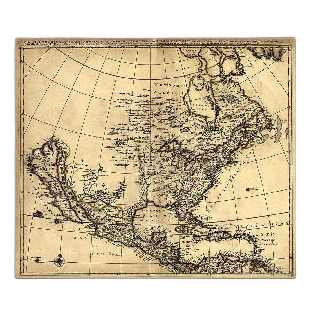 20" X 24" Map Of North America C1685 Vintage Poster Wall Art - Homeroots - Flyclothing LLC