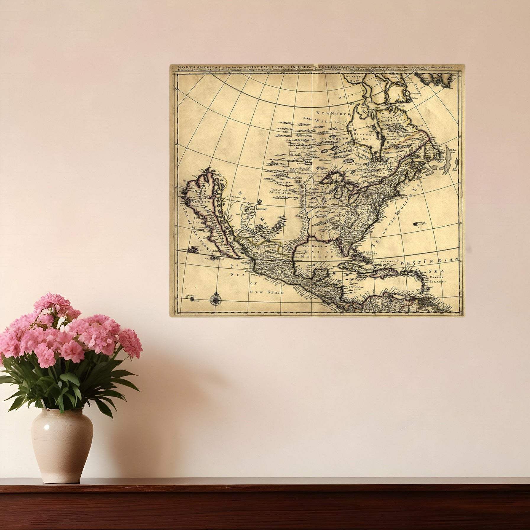 20" X 24" Map Of North America C1685 Vintage Poster Wall Art - Homeroots - Flyclothing LLC