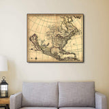 16" X 20" Map Of North America C1685 Vintage Poster Wall Art - Homeroots - Flyclothing LLC