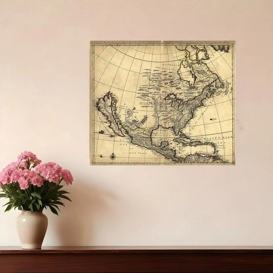 16" X 20" Map Of North America C1685 Vintage  Poster Wall Art - Homeroots