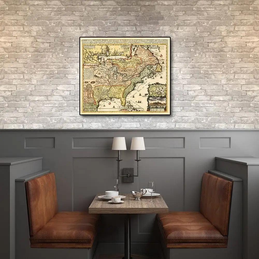 20" X 24" Vintage 1718 Map Of New France - Homeroots - Flyclothing LLC