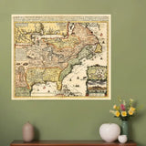 20" X 24" Vintage 1718 Map Of New France - Homeroots