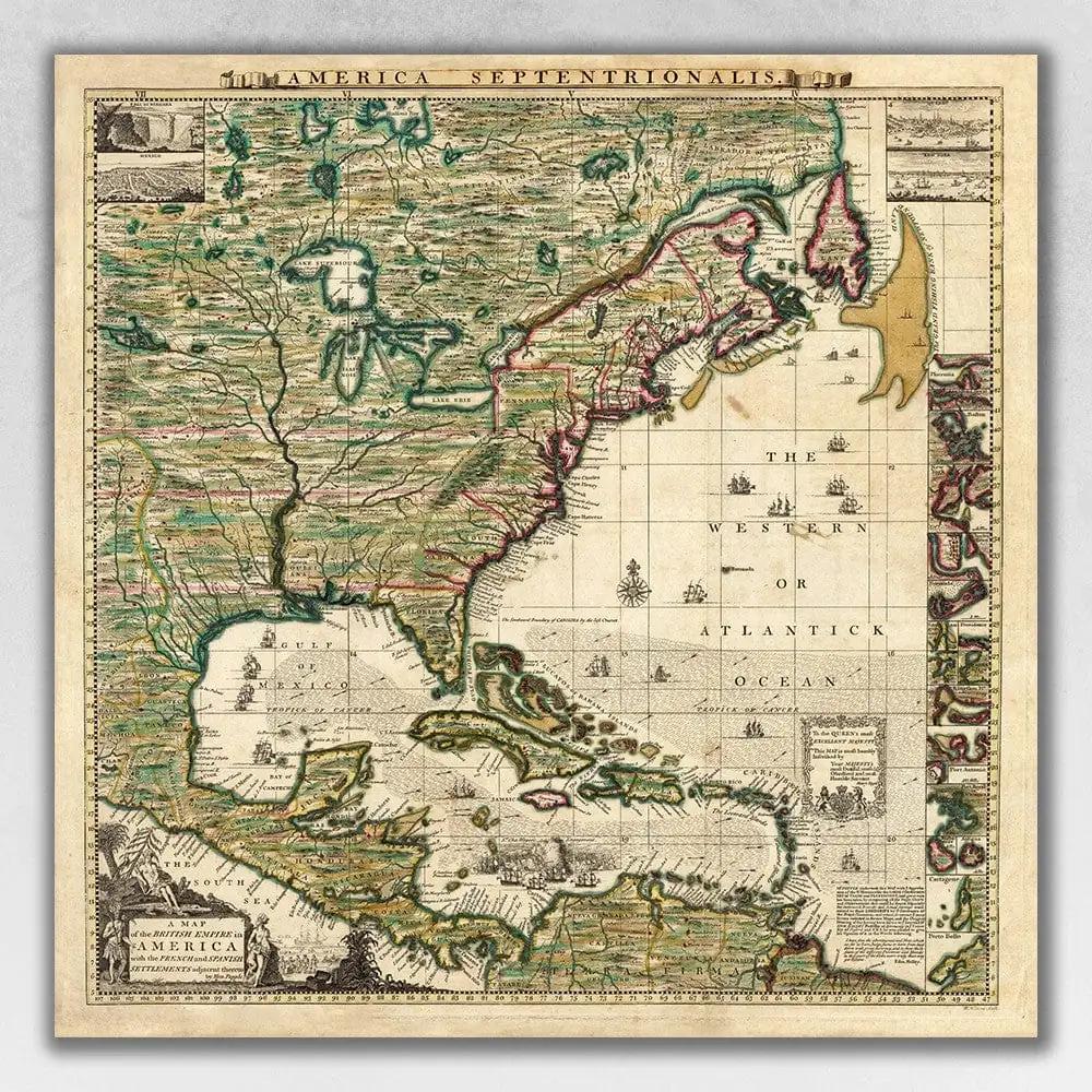 18" X 18" Vintage 1773 Map Of British Empire In North America Wall Art - Homeroots - Flyclothing LLC