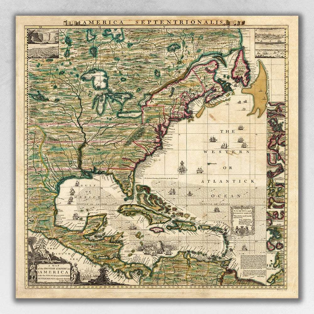 Vintage 1771 Map Of North America Unframed Print Wall Art - Homeroots - Flyclothing LLC