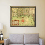 24" X 30" C1747 Map Of The Gulf Coast Vintage Poster Wall Art - Homeroots - Flyclothing LLC