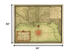 24" X 30" C1747 Map Of The Gulf Coast Vintage Poster Wall Art - Homeroots - Flyclothing LLC