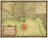 24" X 30" C1747 Map Of The Gulf Coast Vintage  Poster Wall Art - Homeroots