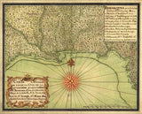 20" X 24" C1747 Map Of The Gulf Coast Vintage  Poster Wall Art - Homeroots
